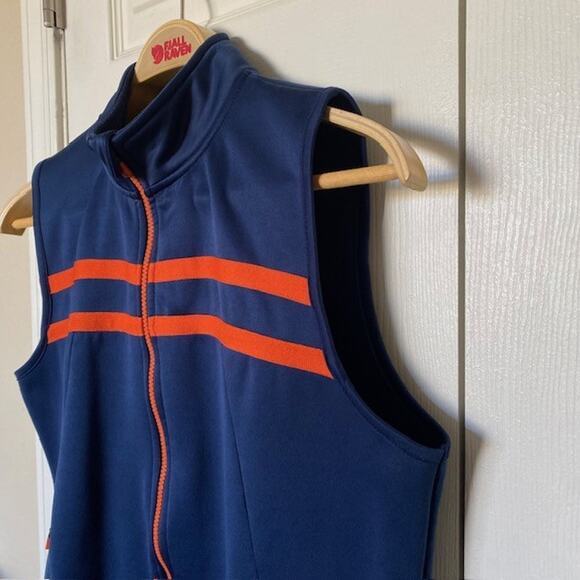 Lizgolf Vest Full Zip Navy Blue‎ w/Orange Trim Pockets Mock Neck Women's Large - Picture 6 of 13